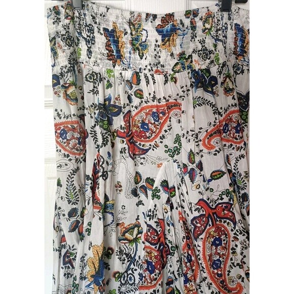 Chelsea & Theodore Smocked Waist Midi Skirt Size XL Floral Boho Gypsy Hippie - Picture 2 of 7
